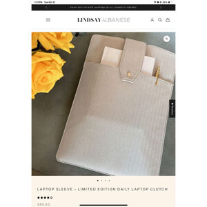 Lindsay Albanese limited edition Beige Herringbone Laptop Sleeve One Size
